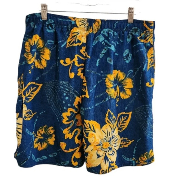 Boca classic blue and yellow tropical men swim trunks beach vacation surf size L - Picture 2 of 8